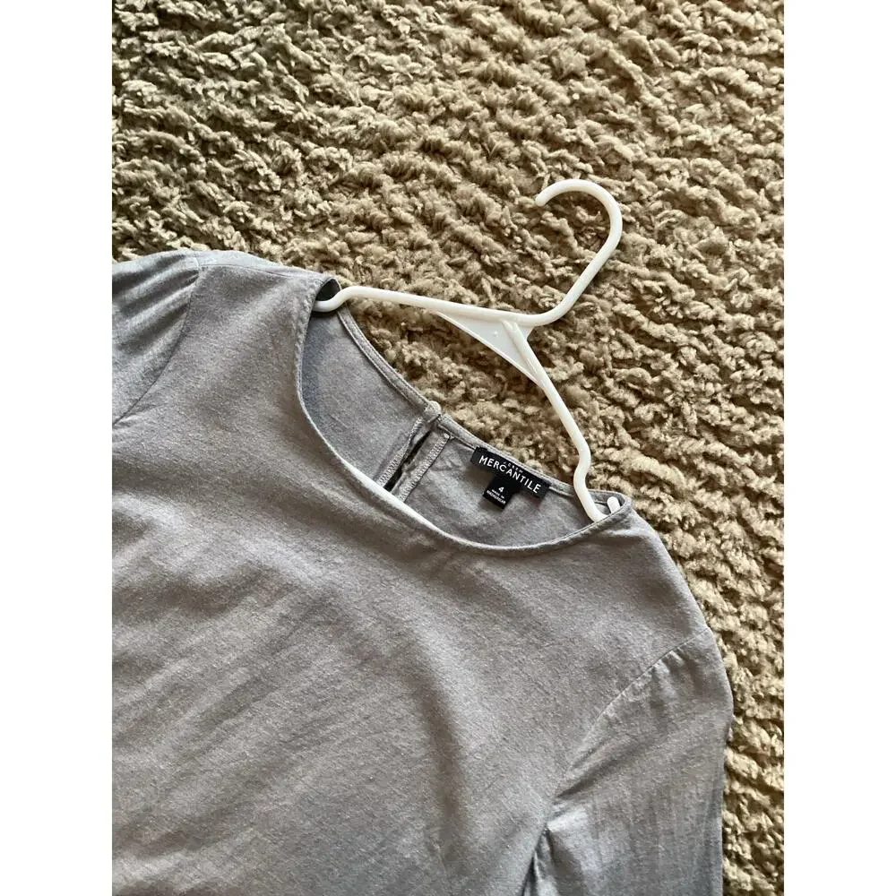 J. Crew Mercantile Women's Flannel Bell 3/4 Sleeve Blouse Top Minimalist‎ Gray 4